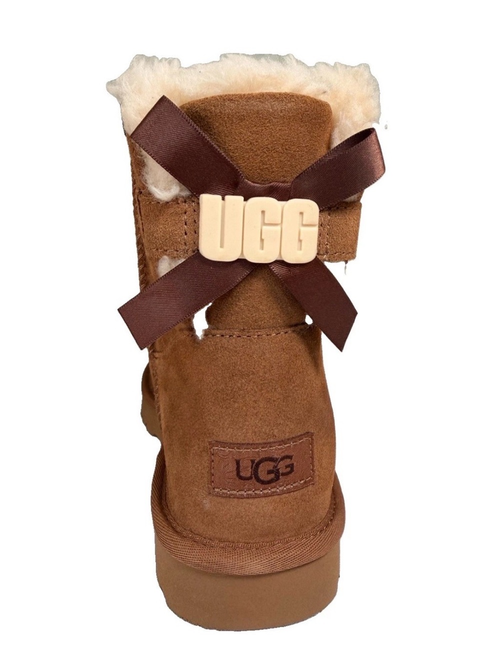 UGG Chestnut Mini Bailey Short Suede Boot with Shearling Cuff